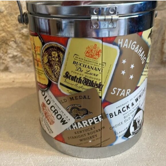 Vintage International Whiskey Alcohol Labels Ice Bucket Mid Century Barware - Picture 8 of 11